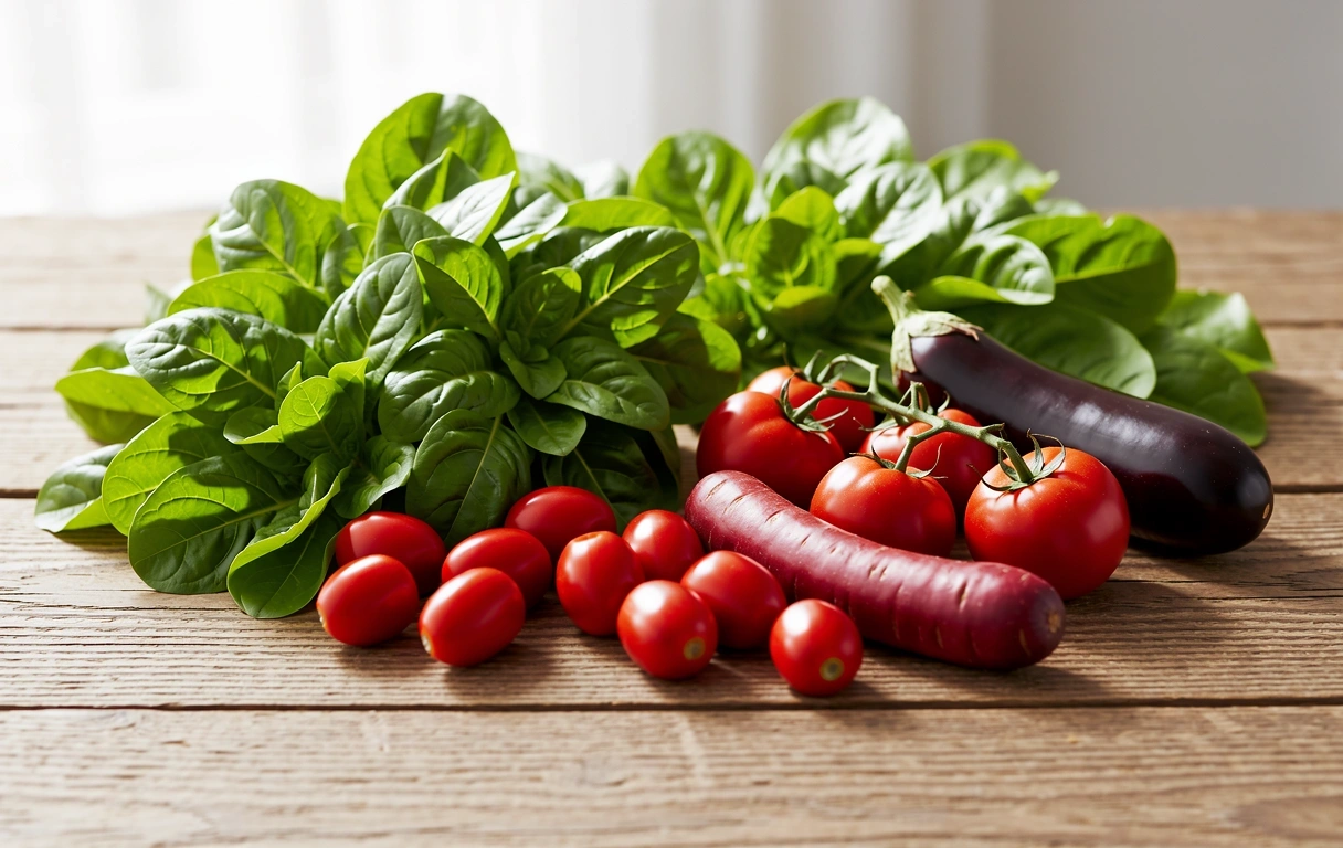 Vegetales frescos bajo luz natural